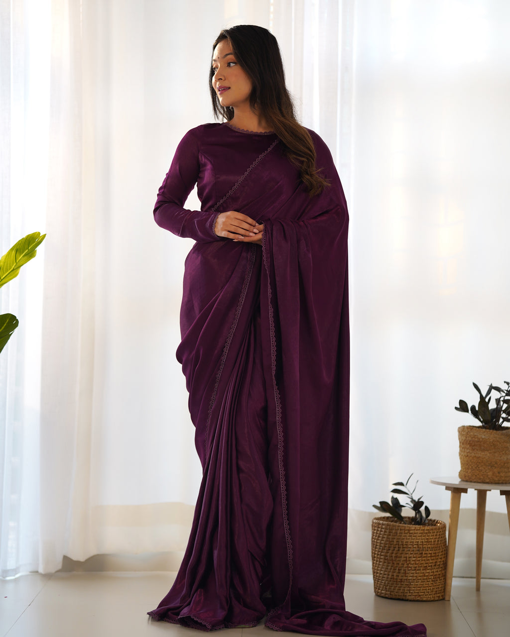 Ready To Wear Predrapped Ready To Wear Saree With Full Stitched Blouse Premium Marble Velvet Fabric

