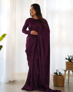 Ready To Wear Predrapped Ready To Wear Saree With Full Stitched Blouse Premium Marble Velvet Fabric
