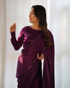 Ready To Wear Predrapped Ready To Wear Saree With Full Stitched Blouse Premium Marble Velvet Fabric

