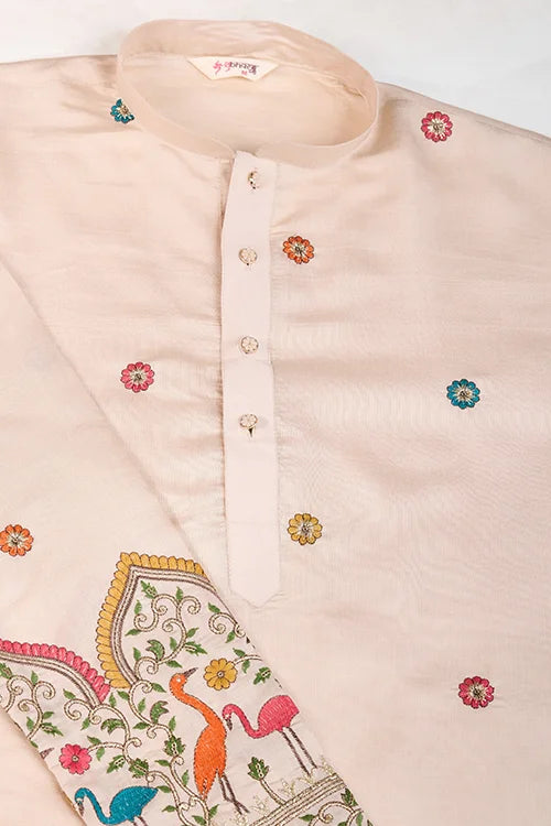 Designer Ivory Viscose Silk Men's Kurta Online