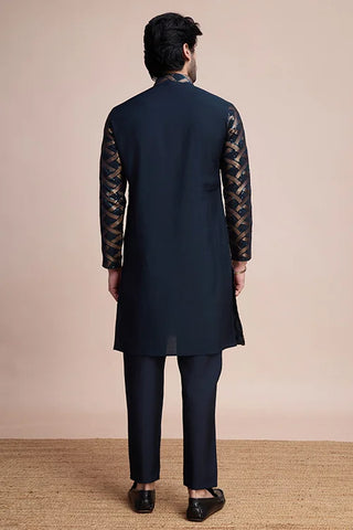 Elegant Navy Blue Color Silk Kurta with Heavy Thread & Hand Work