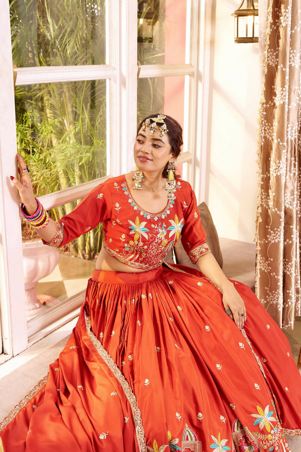 Premium Pure Crepe Silk Heavy Embroidery Wedding Lehenga Choli Set with Dupatta
