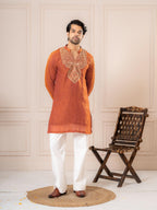 Orange Premium Crush Kurta Set | Tulip Designer
