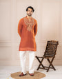 Orange Premium Crush Kurta Set | Tulip Designer