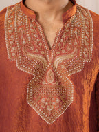 Orange Premium Crush Kurta Set | Tulip Designer
