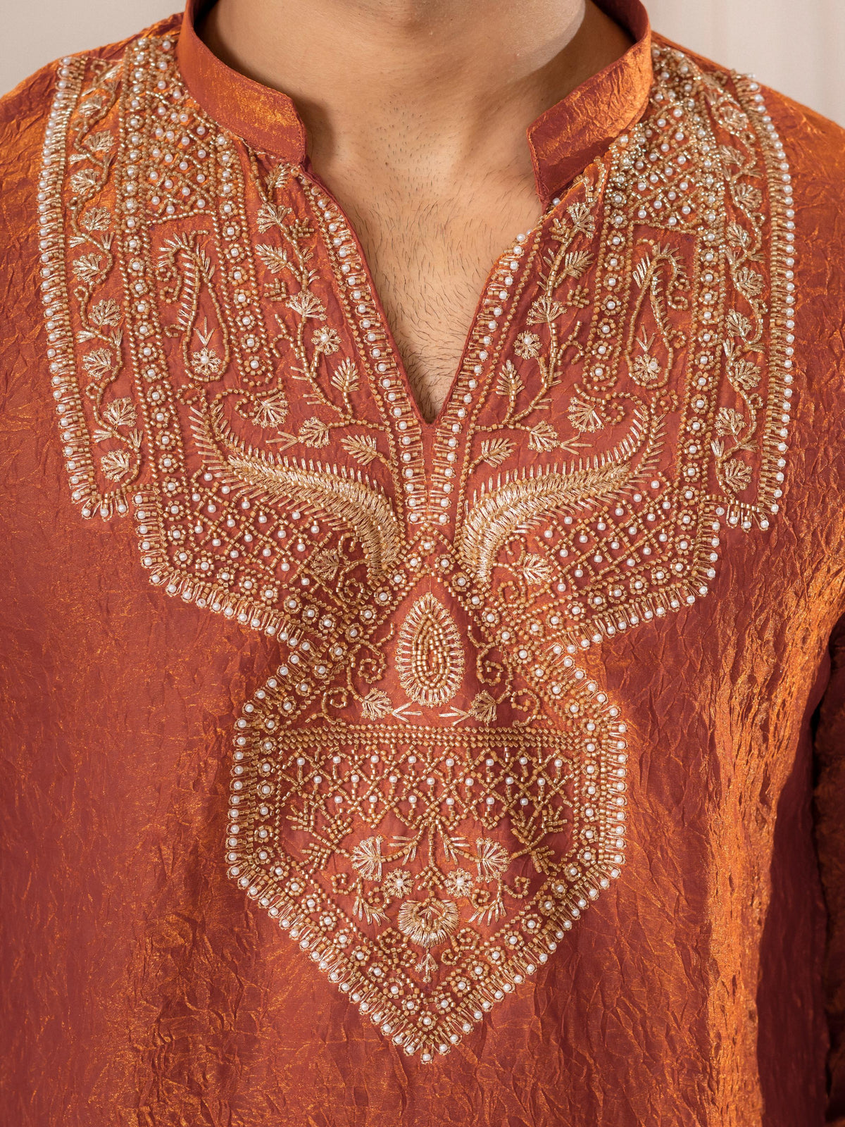 Orange Premium Crush Kurta Set | Tulip Designer
