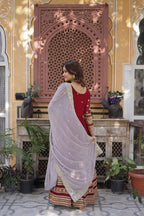 Red Color Premium Faux Blooming with Embroidery Zari Sequins Work Gown
