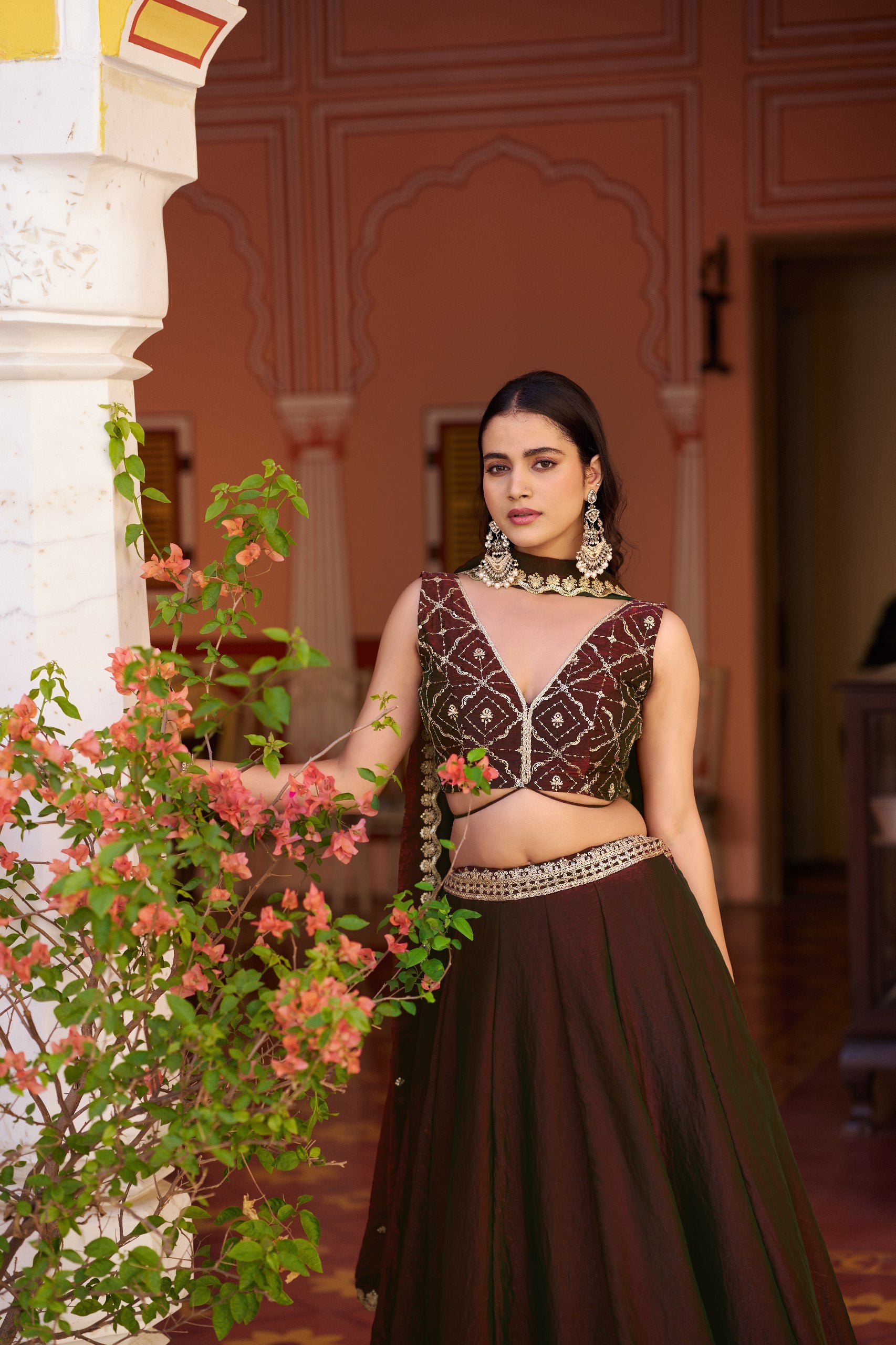 Premium Fendi Sequins Embroidered Lehenga Choli  Set for Women

