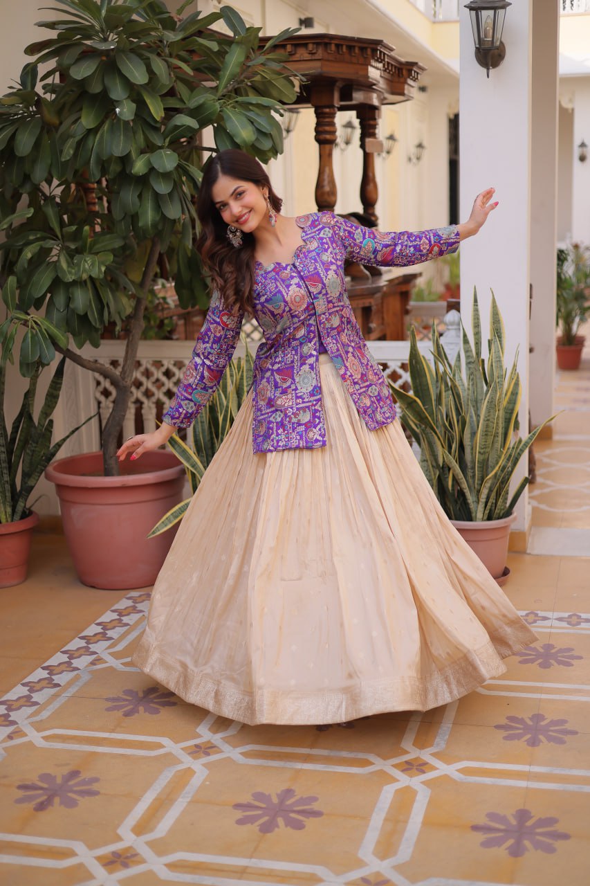 Premium Jacquard Weaving Lehenga & Blouse Set