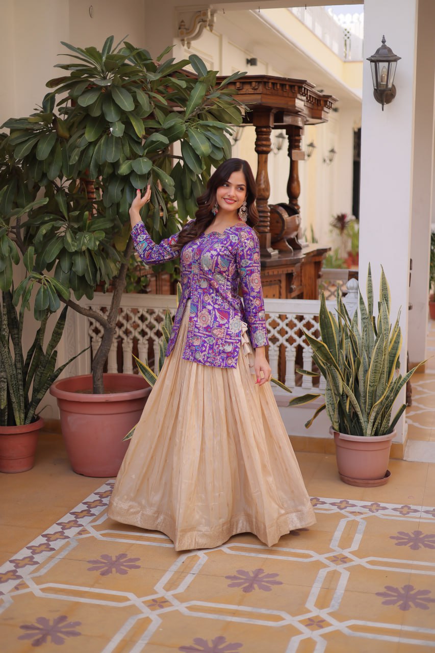 Premium Jacquard Weaving Lehenga & Blouse Set