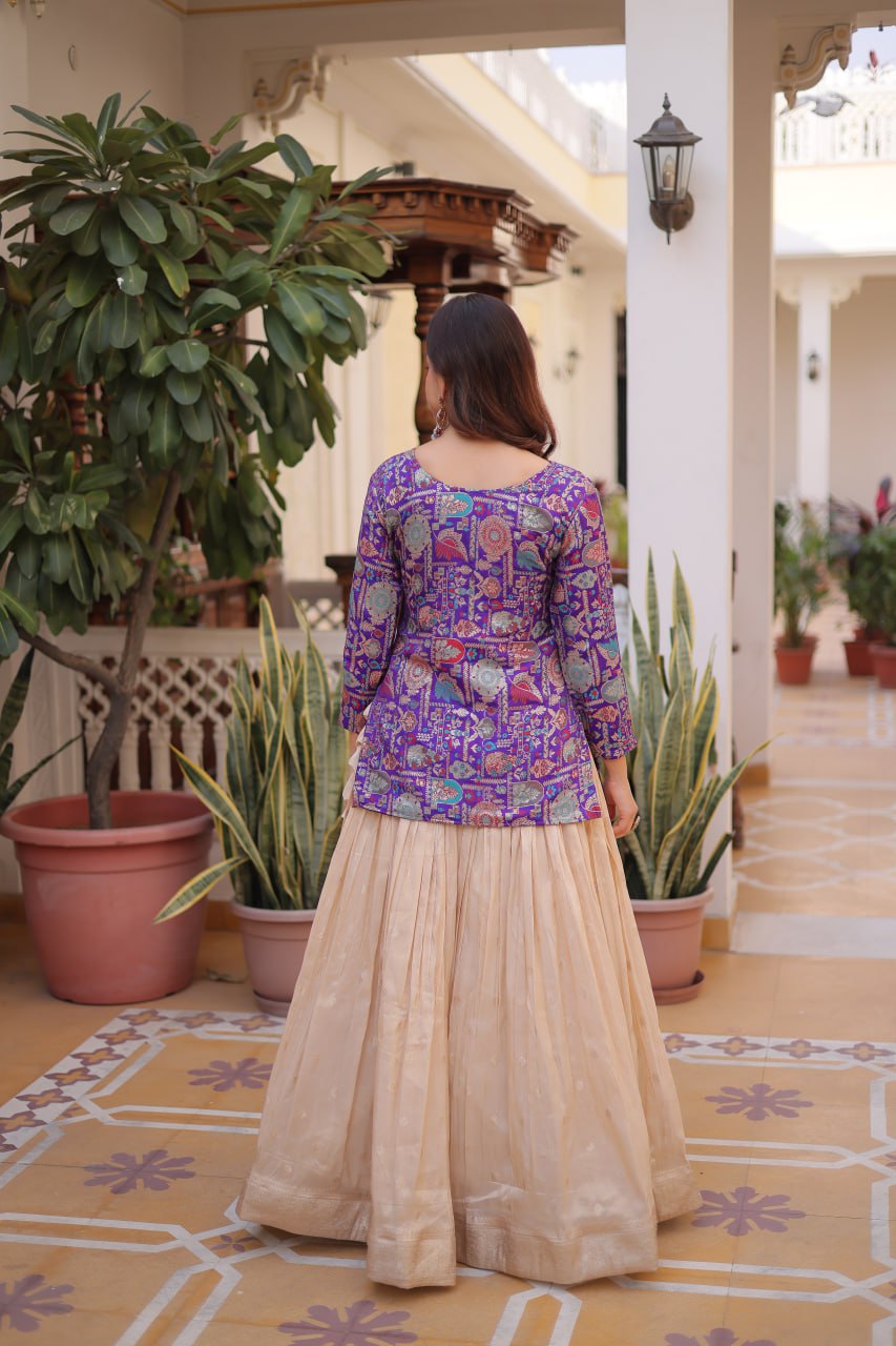Premium Jacquard Weaving Lehenga & Blouse Set