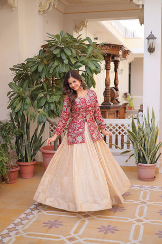 Premium Jacquard Weaving Lehenga & Blouse Set