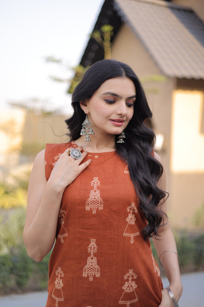 Premium Printed Cotton Kurti with Pant Set for Women
