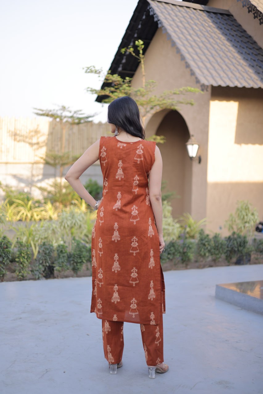 Premium Printed Cotton Kurti with Pant Set for Women
