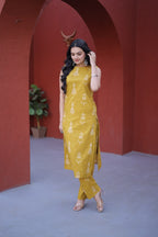 Premium Printed Cotton Kurti with Pant Set for Women
