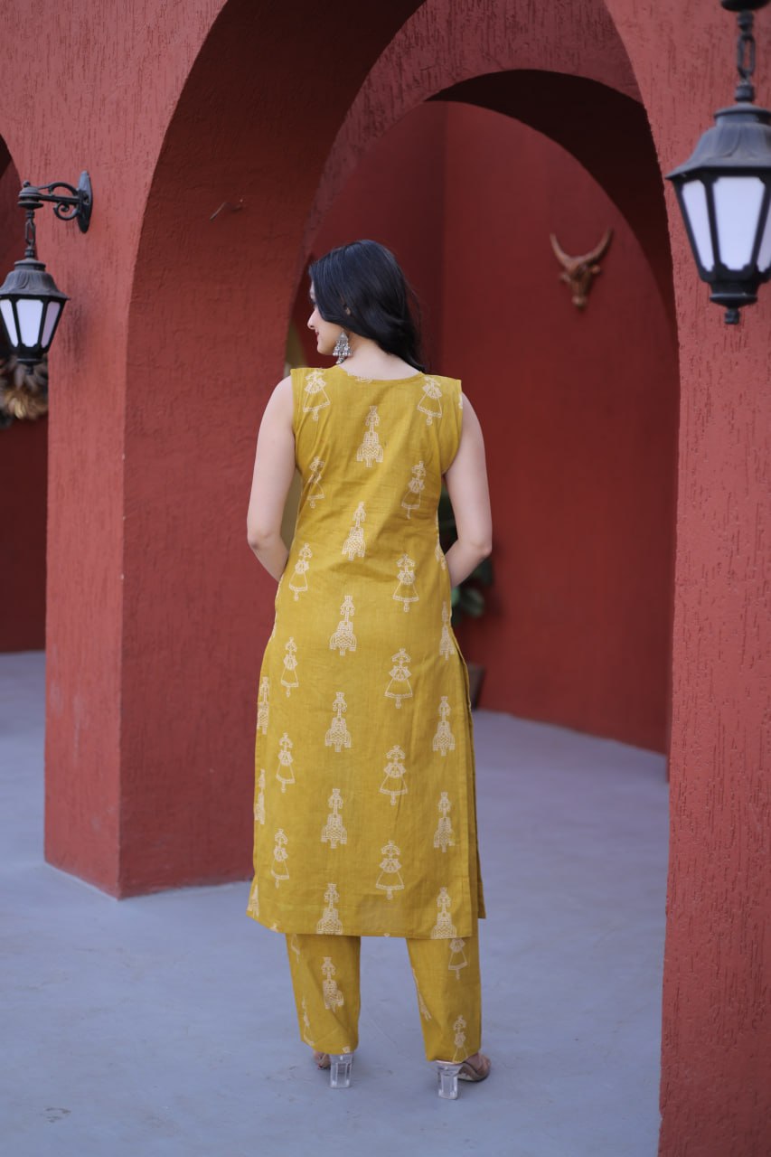 Premium Printed Cotton Kurti with Pant Set for Women
