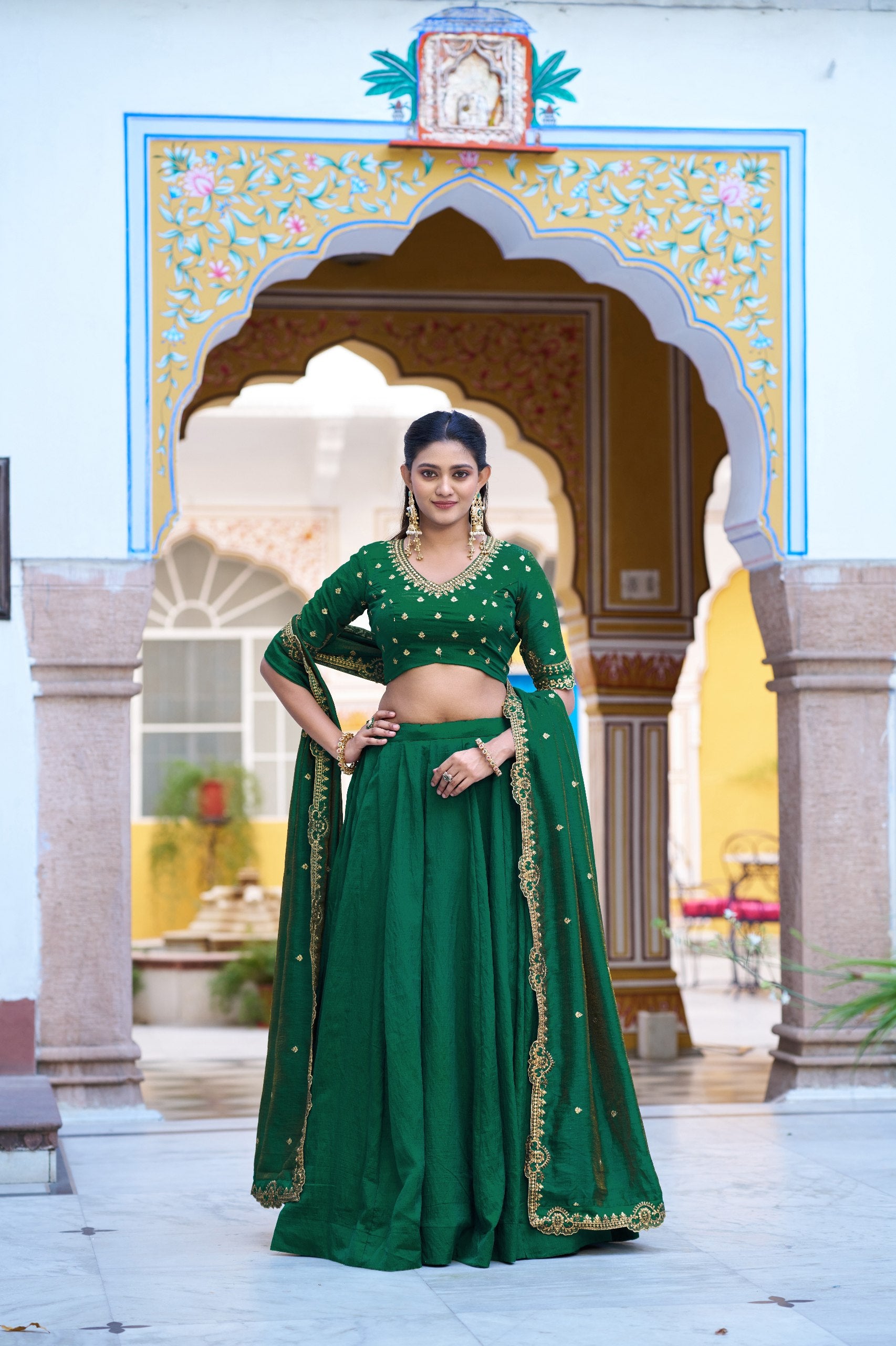 Premium NC Silk Sequins Embroidered Lehenga Choli with Dupatta Set for Women
