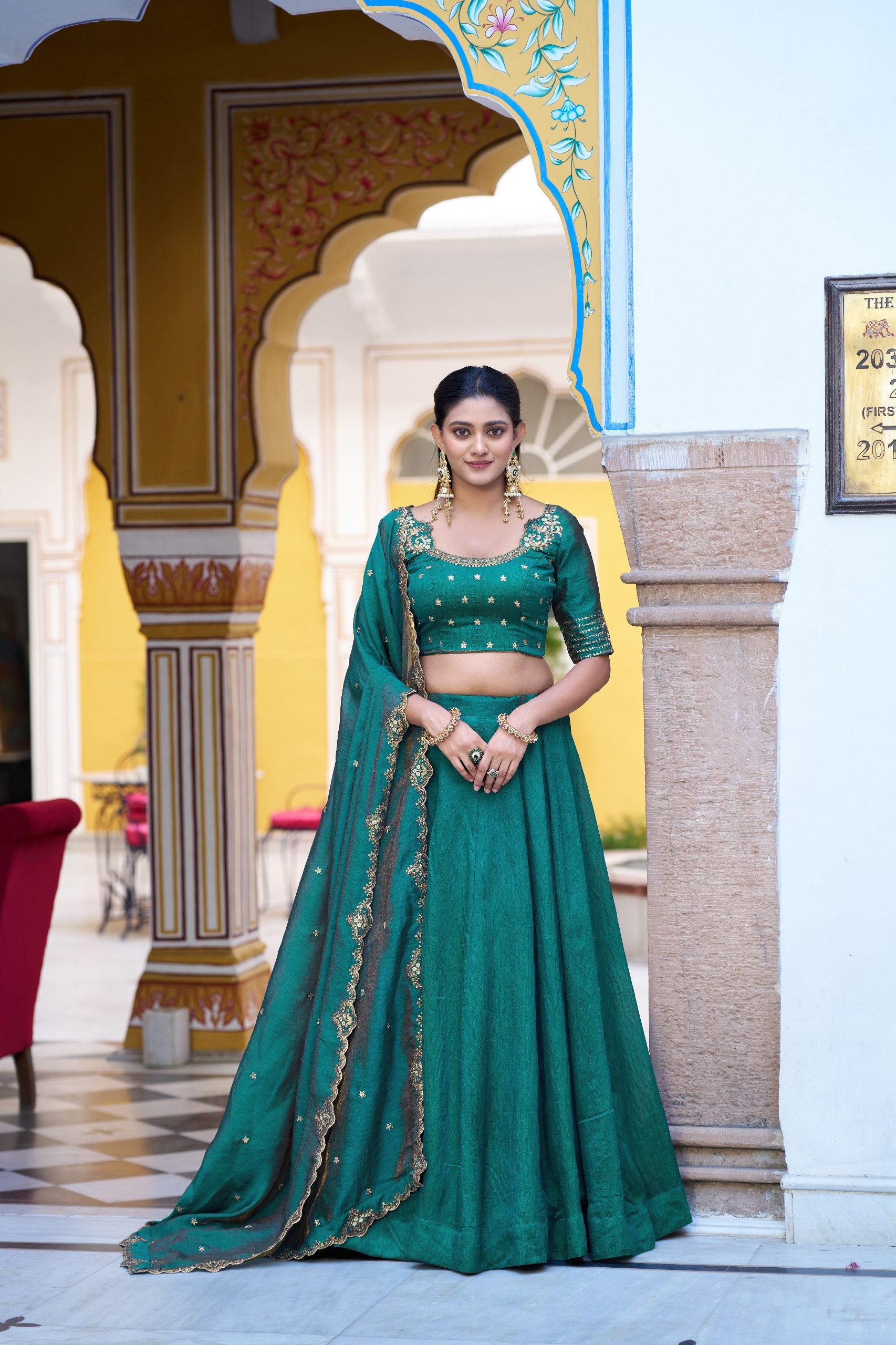 Premium NC Silk Sequins Embroidered Lehenga Choli with Dupatta Set for Women
