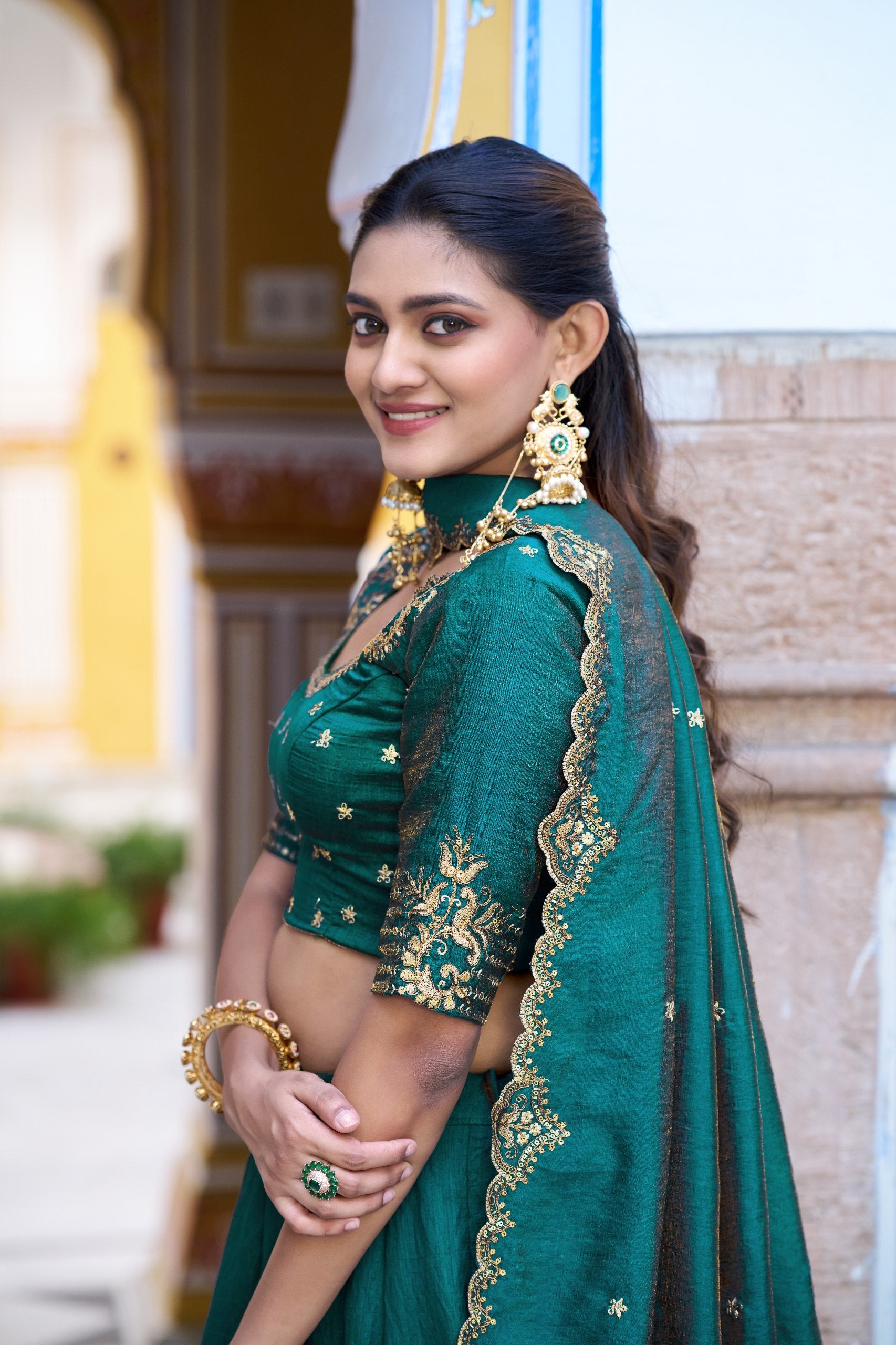 Premium NC Silk Sequins Embroidered Lehenga Choli with Dupatta Set for Women
