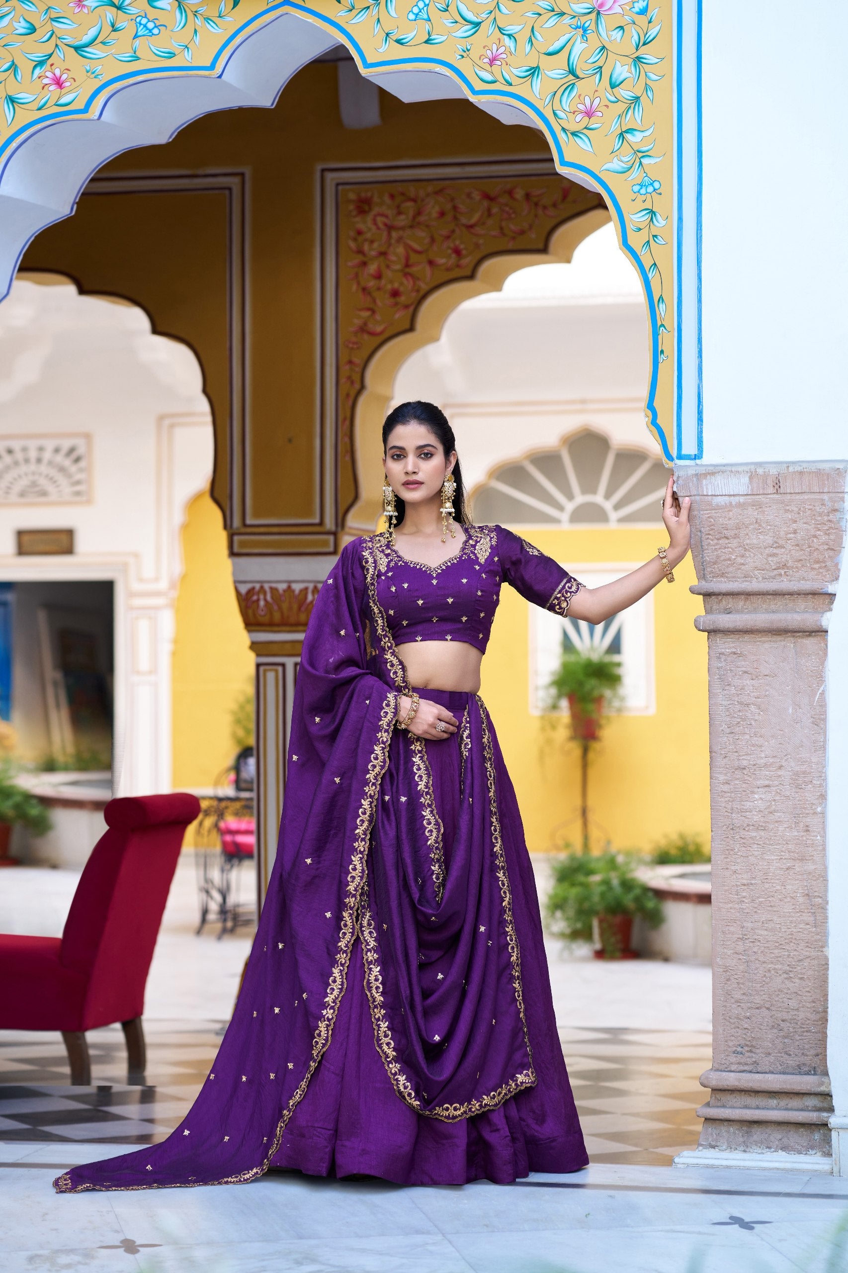 Premium NC Silk Sequins Embroidered Lehenga Choli with Dupatta Set for Women
