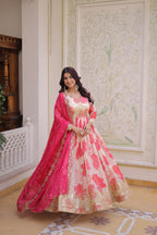 Premium Off White Readymade Gown With Red Dupatta Set
