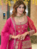 Premium Pink Fendi Embroidered Lehenga Choli Set For Women
