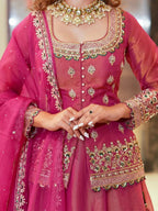 Premium Pink Fendi Embroidered Lehenga Choli Set For Women
