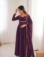 Premium Georgette Purple Anarkali Gown with Dupatta Set