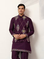 Premium Purple Koti Kurta Pajama for Wedding Wear
