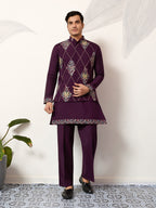 Premium Purple Koti Kurta Pajama for Wedding Wear
