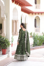 Premium Vichitra Silk Designer Gown And Dupatta Set
