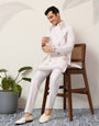 Elegant Wedding Special White Koti Kurta Pajama Set