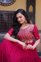 Premium Faux Blooming Zari Sequins Embroidered Gown for Women
