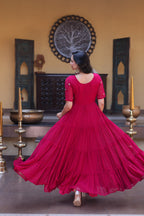 Premium Faux Blooming Zari Sequins Embroidered Gown for Women
