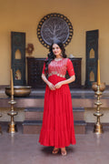 Premium Faux Blooming Zari Sequins Embroidered Gown for Women
