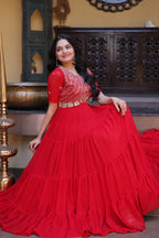 Premium Faux Blooming Zari Sequins Embroidered Gown for Women
