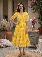 Trendy Muslin Silk Gingham Print Frill Pattern Kurti for Women
