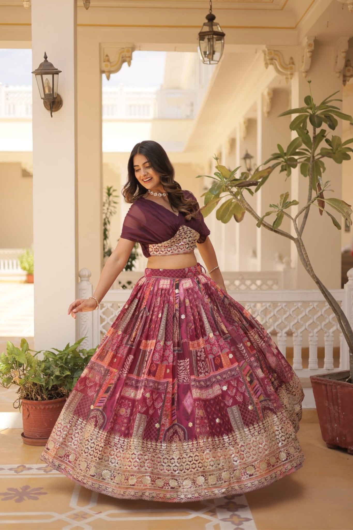 Stunning Printed With Foil Embroidery Work Lehenga Choli
