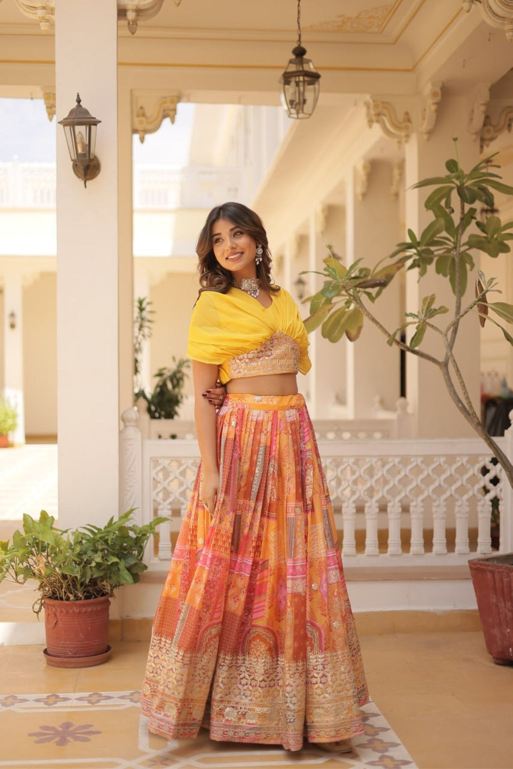 Stunning Printed With Foil Embroidery Work Lehenga Choli
