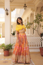 Stunning Printed With Foil Embroidery Work Lehenga Choli
