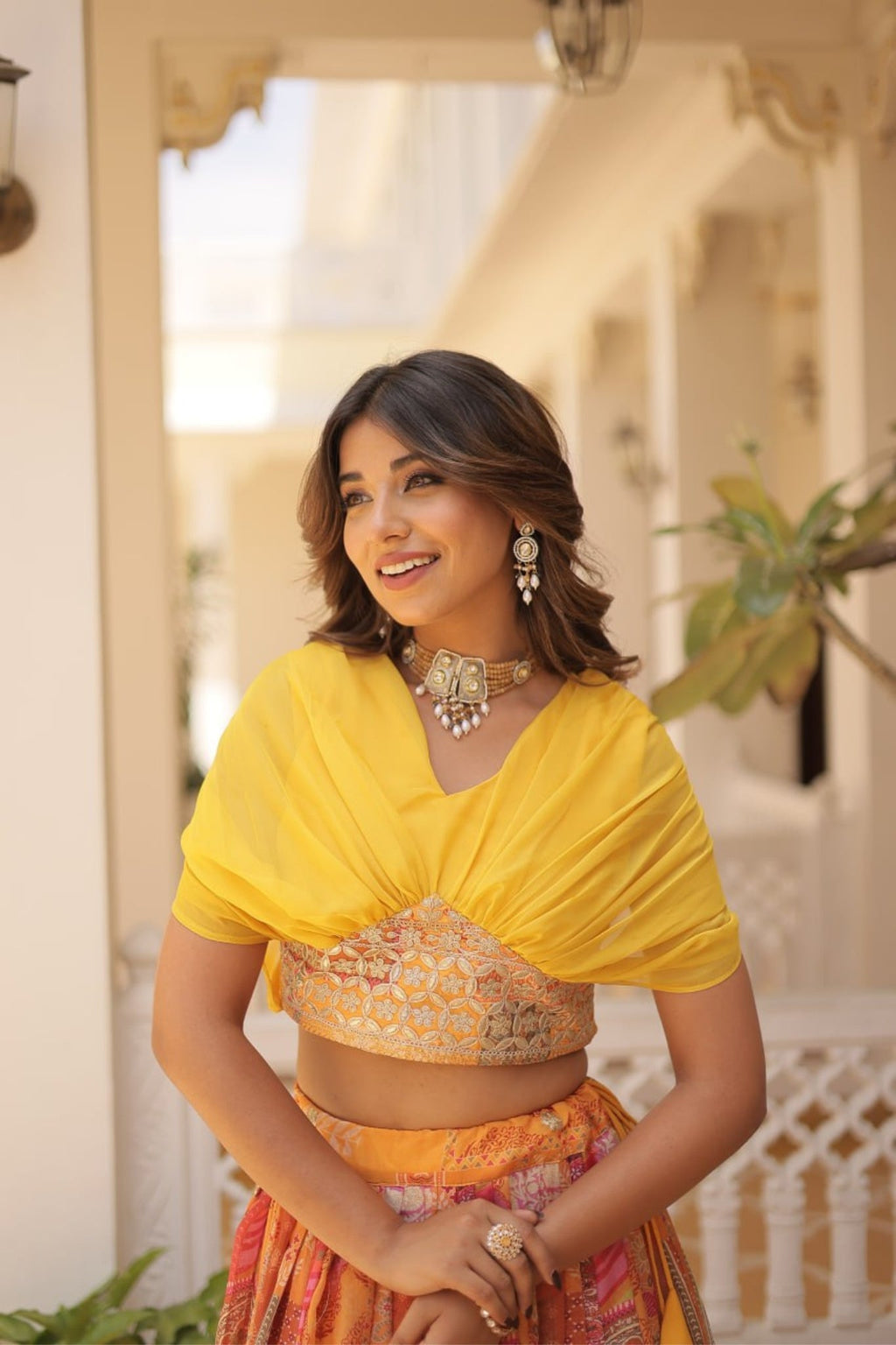 Stunning Printed With Foil Embroidery Work Lehenga Choli
