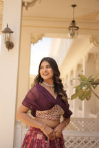 Stunning Printed With Foil Embroidery Work Lehenga Choli
