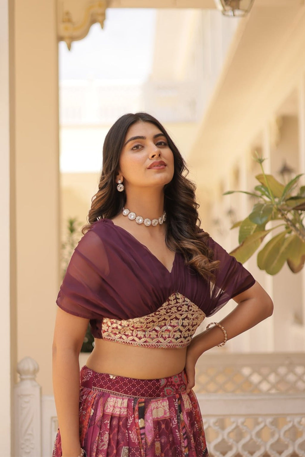 Stunning Printed With Foil Embroidery Work Lehenga Choli
