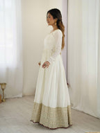 Pure Chinon Silk Thread with Sequence Work Women Gown Set
