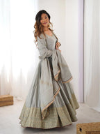 Pure Chinon Silk Thread with Sequence Work Women Gown Set