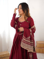 Pure Chinon Silk Thread with Sequence Work Women Gown Set