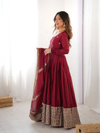 Pure Chinon Silk Thread with Sequence Work Women Gown Set
