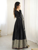 Pure Chinon Silk Thread with Sequence Work Women Gown Set
