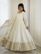 Pure Chinon Silk Thread with Sequence Work Women Gown Set
