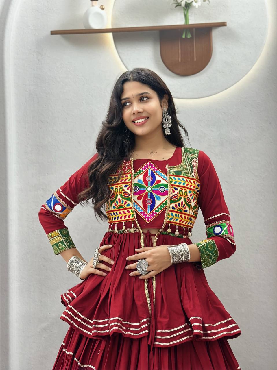 Premium Garba Night Pure Cotton Gamthi Lehenga Set
